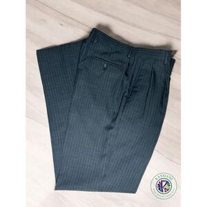 Kenneth Morton Men's 100% Polyester‎ Low Moisture Pants, Waist 36R, Blue Stripes